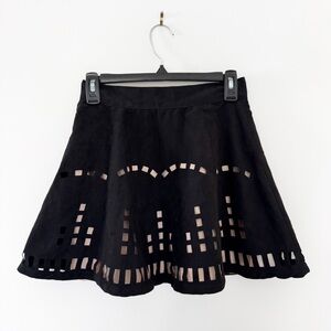 LF Kiwi Tucker Black Laser Cutout Circle Mini Skirt - Size XS